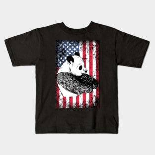 Patriotic Panda Bear American Flag Kids T-Shirt